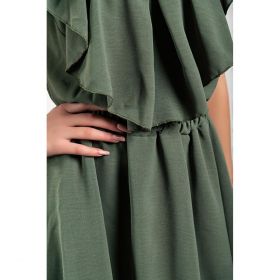 Rochie Mini Eleganta Cu Volane Caltana, Verde Masliniu