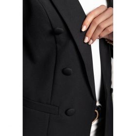 Blazer Lung Cu Nasturi Botarella, Negru