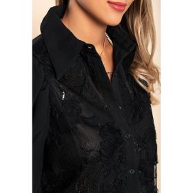Bluza Eleganta Cu Detalii Decorative Cunita, Neagra