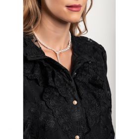 CÄƒmaÈ™Äƒ ElegantÄƒ Cu Broderie È˜i Volane Laroya, NeagrÄƒ