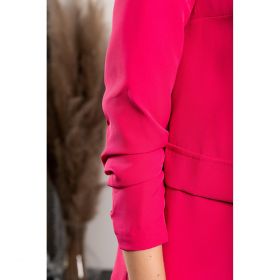 Blazer Lung Cu Guler Clasic Turina, Fucsia