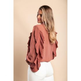 Bluza Eleganta Cu Volane Vendella, Roz