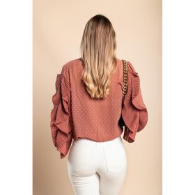 Bluza Eleganta Cu Volane Vendella, Roz