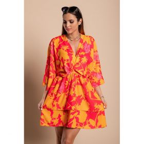 Rochie Mini Eleganta Cu Imprimeu Amasena, Portocaliu
