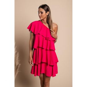 Rochie Mini Eleganta Cu Volane Liona, Roz