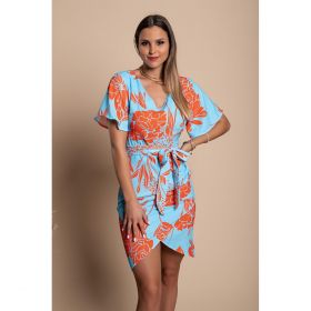 Rochie Mini Eleganta Cu Imprimeu Sarzana, Albastru Deschis