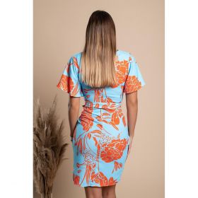 Rochie Mini Eleganta Cu Imprimeu Sarzana, Albastru Deschis
