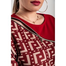 Rochie Mini ElegantÄƒ Cu Imprimeu Geometric Nyca, Bordo