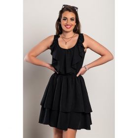 Rochie Mini Eleganta Cu Volane Caltana, Neagra