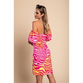 Rochie Mini Eleganta Cu Imprimeu Corvetta, Fucsia