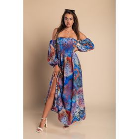 Rochie Maxi Eleganta Cu Imprimeu Montella, Albastra