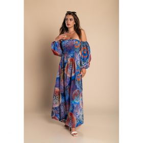 Rochie Maxi Eleganta Cu Imprimeu Montella, Albastra