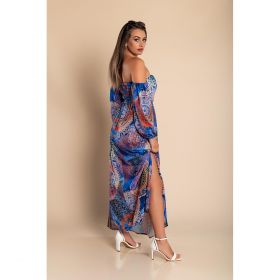 Rochie Maxi Eleganta Cu Imprimeu Montella, Albastra