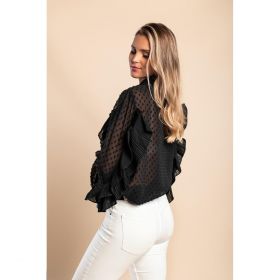 Bluza Eleganta Cu Volane Vendella, Neagra
