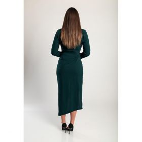 Rochie Midi ElegantÄƒ Cu Volane Pliabile È˜i MÃ¢neci 3/4 Brynlee, Verde ÃŽnchis