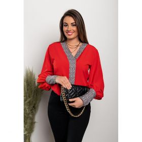 Bluza Eleganta Cu Imprimeu Leopard Polina, Rosu