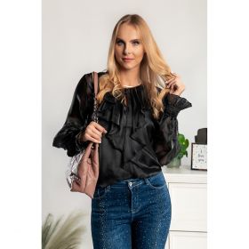 Bluza Eleganta Cu Volane Balmina, Neagra