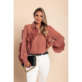 Bluza Eleganta Cu Volane Vendella, Roz