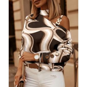 Tricou Elegant Cu Decolteu Asimetric Pamiera, Bej
