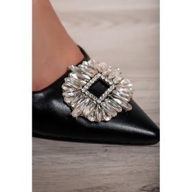 Pantofi Cu Brosa Decorativa, Neagra