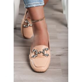 Mocasini Eleganti Cu Detaliu Decorativ, Bej