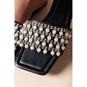 Sandale Cu Margele Decorative, Negre