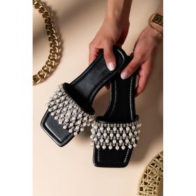 Sandale Cu Margele Decorative, Negre