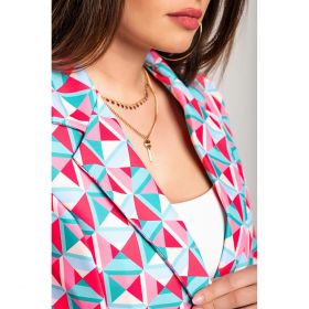Blazer Cu Imprimeu Geometric, Roz