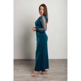 SalopetÄƒ ElegantÄƒ Cu Decolteu In "V" Georgina, Albastru Petrol