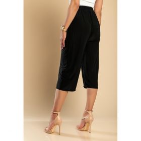 Pantaloni 3/4 Cu Talie Elastica, Negri
