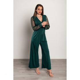 SalopetÄƒ ElegantÄƒ Cu Decolteu ÃŽn ''V'' Georgina, Verde ÃŽnchis