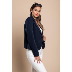 Blazer Cu Guler Clasic Softina, Albastru Inchis