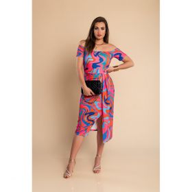 Rochie Midi Eleganta Cu Imprimeu, Multicolor