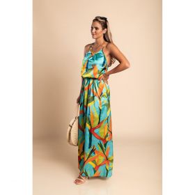 Rochie Maxi Eleganta Cu Imprimeu, Verde