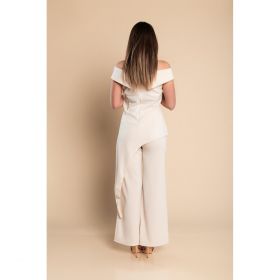 Set Elegant Pantalon Si Top Asimetric, Bej