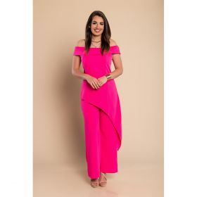 Set Elegant Pantalon Si Top Asimetric, Fucsia