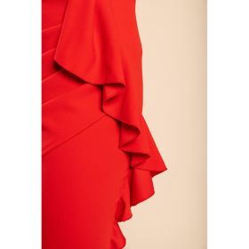 Rochie Mini Eleganta Cu Volane Ricaletta, Rosu