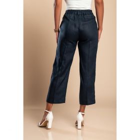 Pantaloni Eleganti Din In, Albastru Inchis
