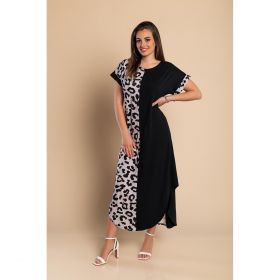Rochie Maxi Eleganta Cu Imprimeu Leopard, Neagra