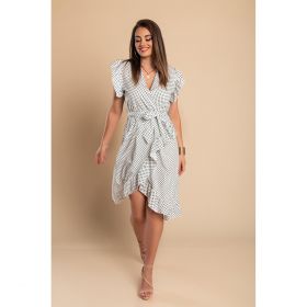Rochie Midi Cu Imprimeu Buline, Alba