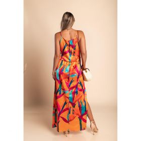 Rochie Maxi Eleganta Cu Imprimeu, Portocaliu
