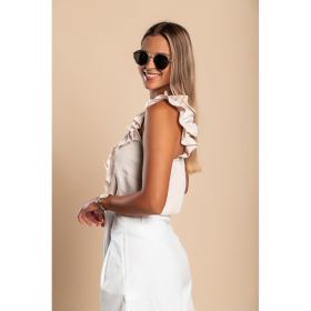 Tricou Cu Volane, Bej