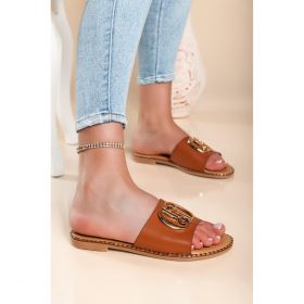 Sandale Cu Detaliu Decorativ, Camel