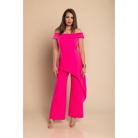 Set Elegant Pantalon Si Top Asimetric, Fucsia