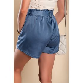 Pantaloni ScurÈ›i Din ImitaÈ›ie De Satin, Albastru
