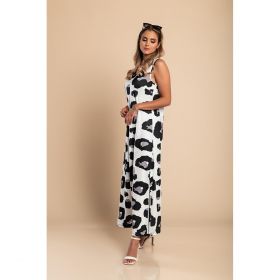 Rochie LungÄƒ Cu Imprimeu Leopard, AlbÄƒ