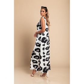 Rochie LungÄƒ Cu Imprimeu Leopard, AlbÄƒ