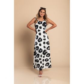 Rochie LungÄƒ Cu Imprimeu Leopard, AlbÄƒ