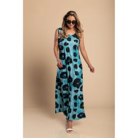Rochie LungÄƒ Cu Imprimeu Leopard, Albastra