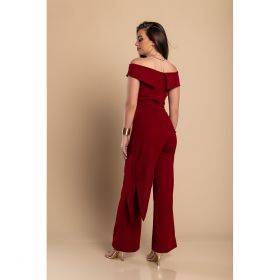 Set Elegant Pantalon Si Top Asimetric, Visiniu